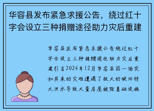华容县发布紧急求援公告，绕过红十字会设立三种捐赠途径助力灾后重建