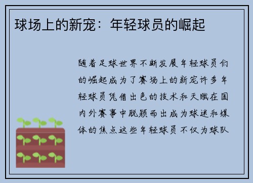 球场上的新宠：年轻球员的崛起